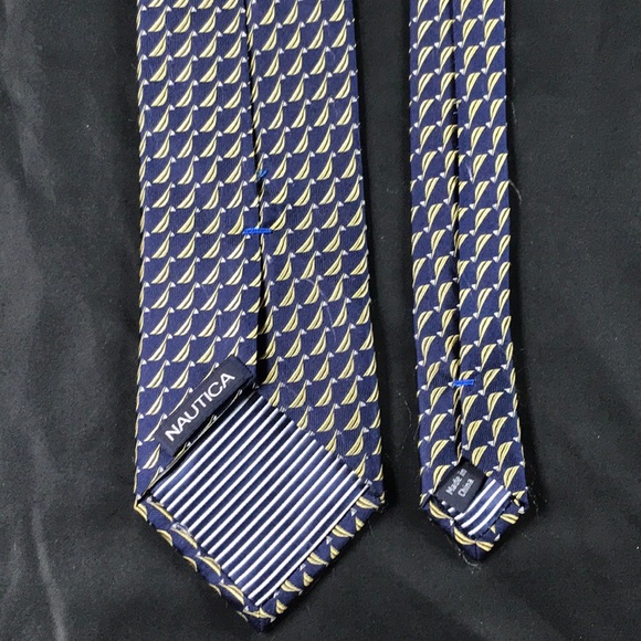 🔴 NAUTICA ship logo Tie navy with yellow ships - Picture 6 of 6